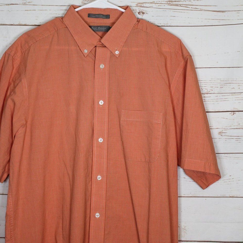 Daniel Cremieax Short Sleeve Button Down Orange Large Shirt Men's